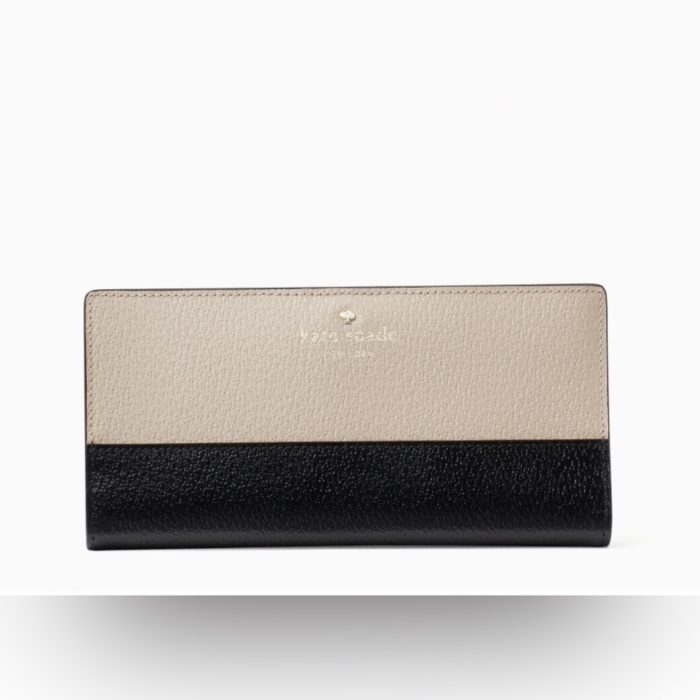 Kate Spade Grand Street Colorblock Stacy Wallet Warm Beige/Black